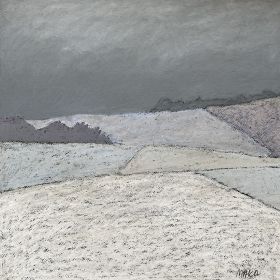 Zima, tłusty pastel, 35 x 35 cm, 2023